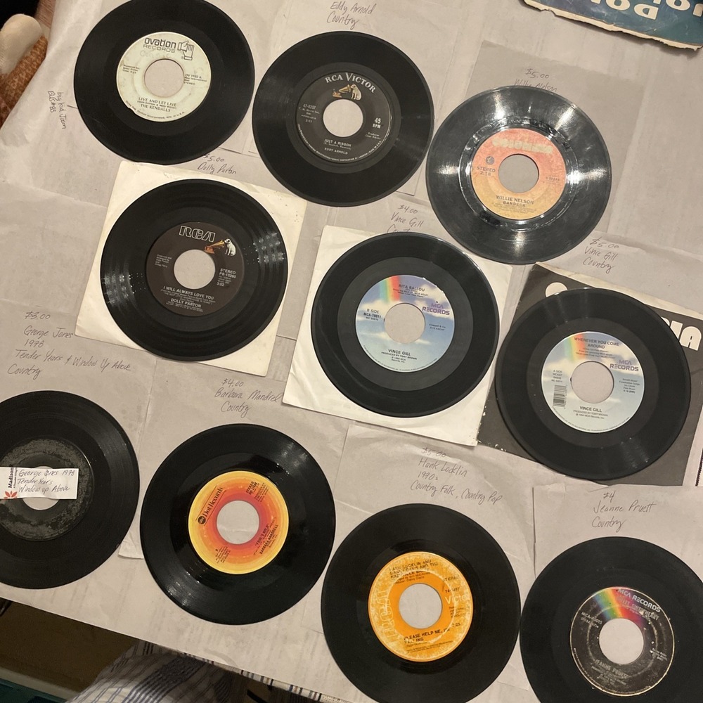 Set of 10 Single 45 RPM Vinyl: ‎ Country, Country Folk/Pop, Heart Songs, Dolly